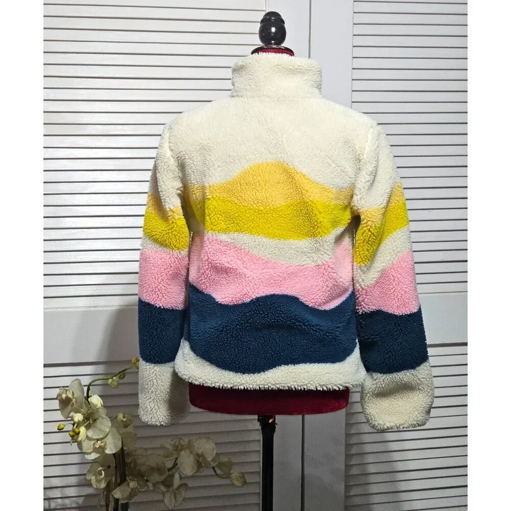 Faherty Women's Multicolor Sun and Wave Faux Sherpa Full Zip Size Xsmall 2980 - Picture 6 of 16